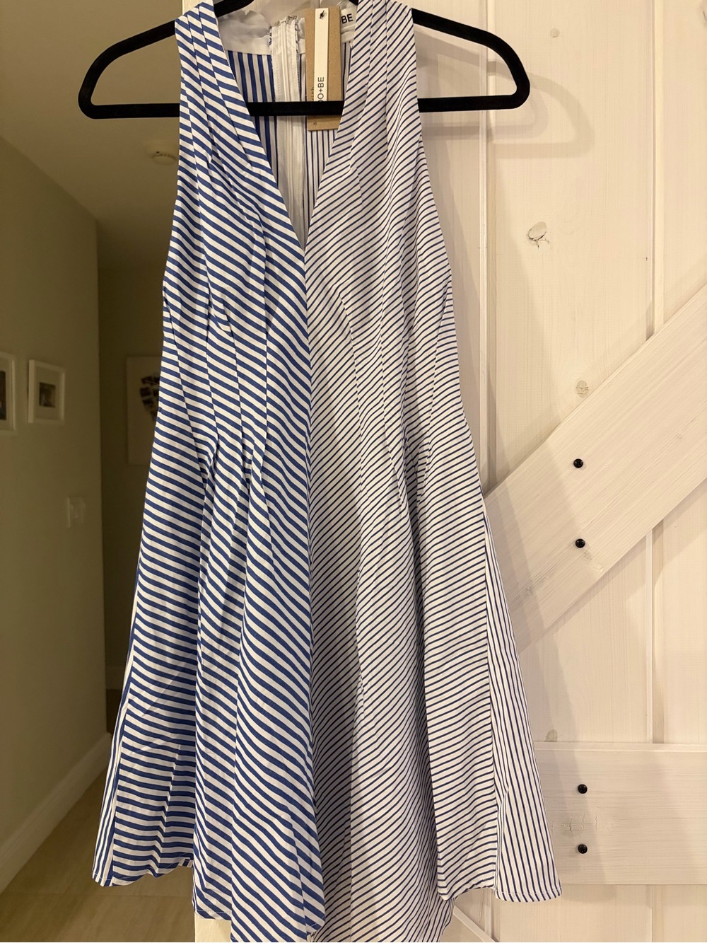DO+BE Striped Blue and White A-Line Sleeveless Dress NWT Size small